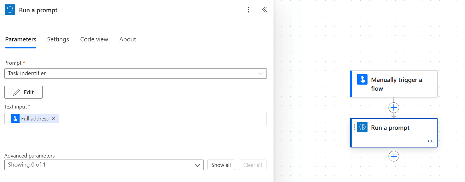Ảnh chụp màn hình prompt đã chọn cùng ô input của nó
